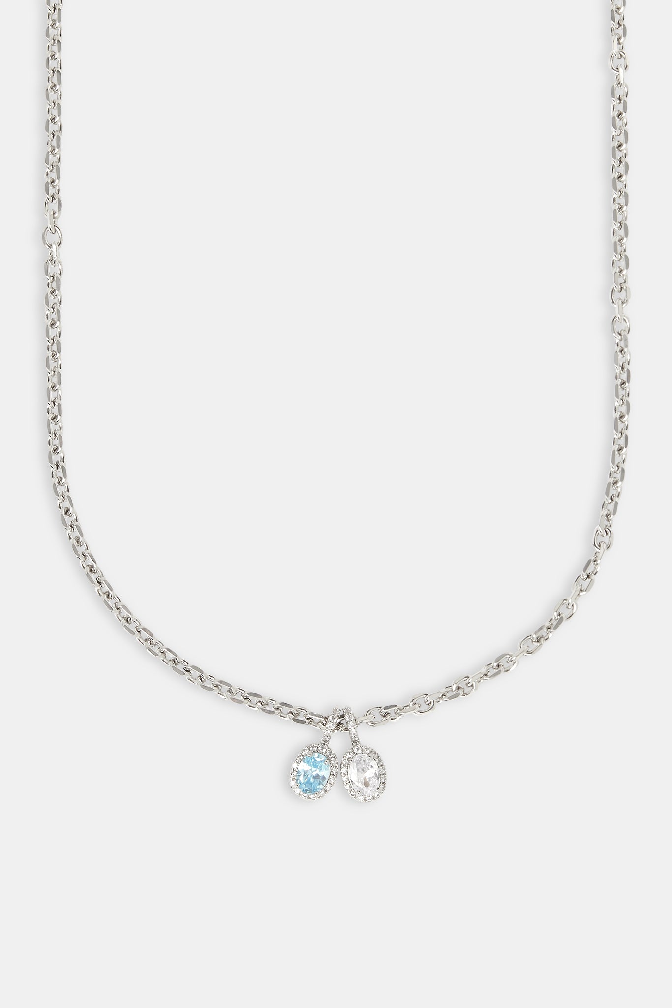 Iced Blue & Clear Double Gemstone Necklace - 10mm